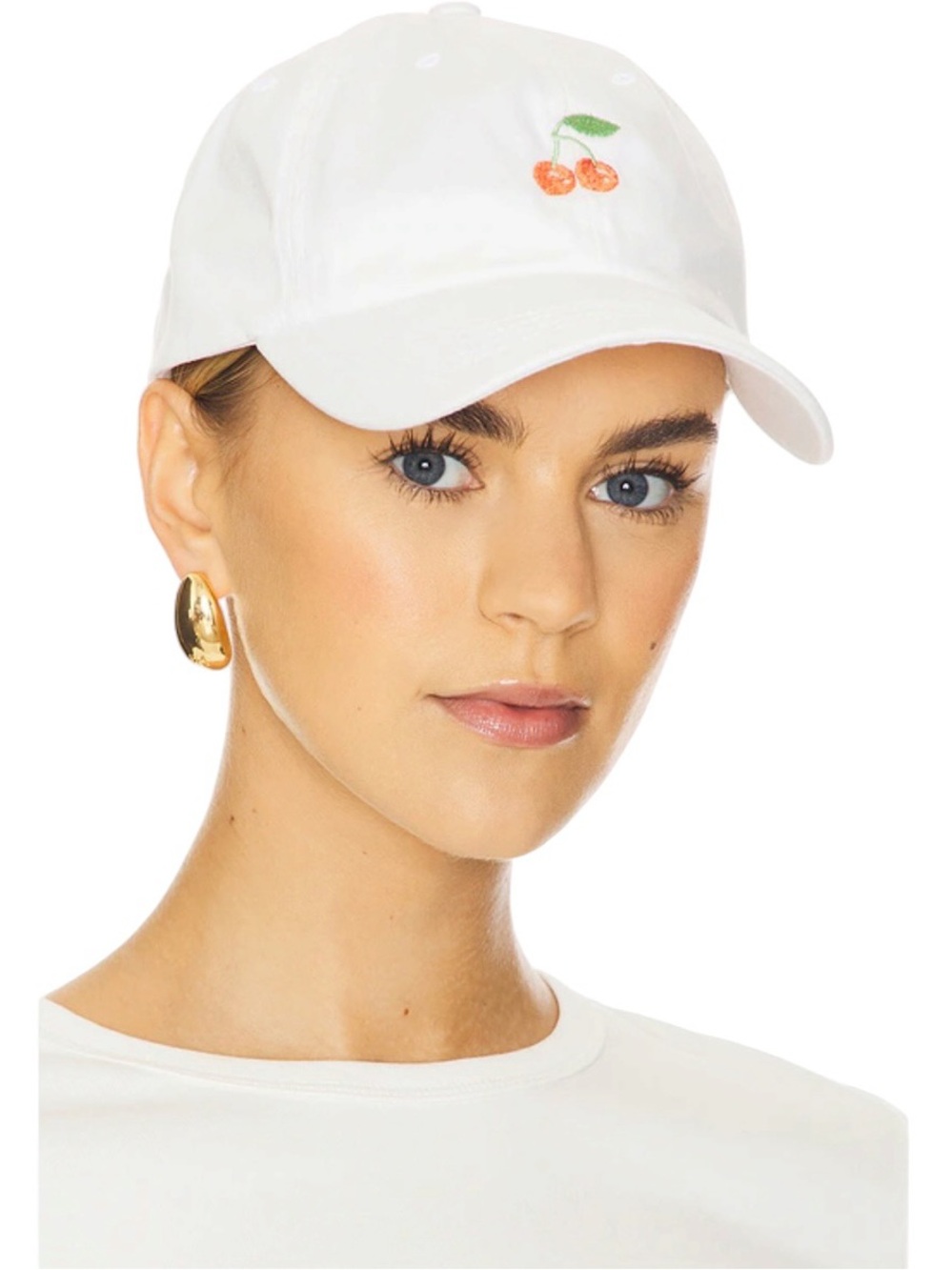 Polychrome Goods- White Cherry Embroidered Baseball Cap - Women